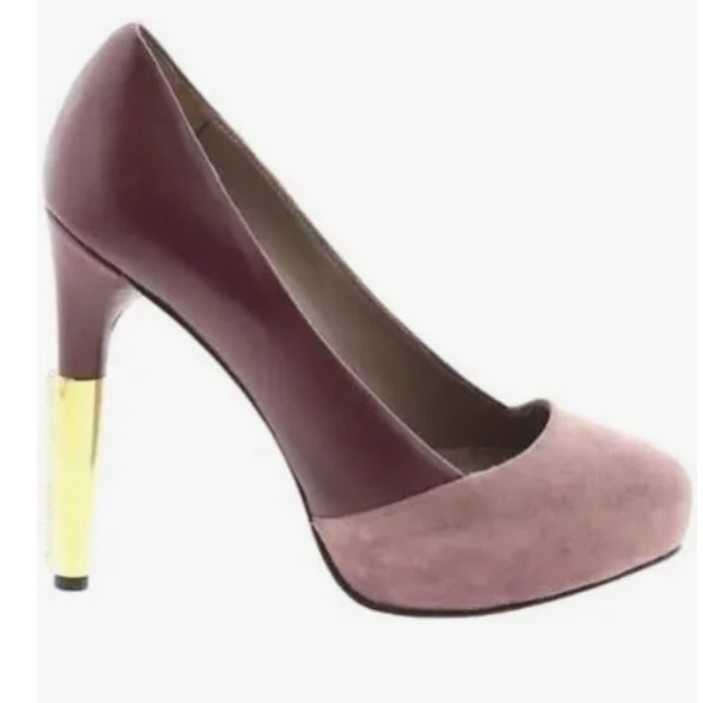 Maiyet leather purple heel gold detail